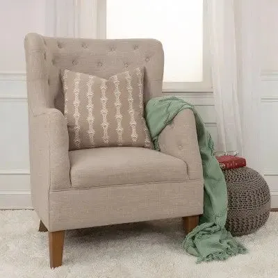 20"x20" Oversize Botanical Striped Square Throw Pillow Cover Taupe - Rizzy Home