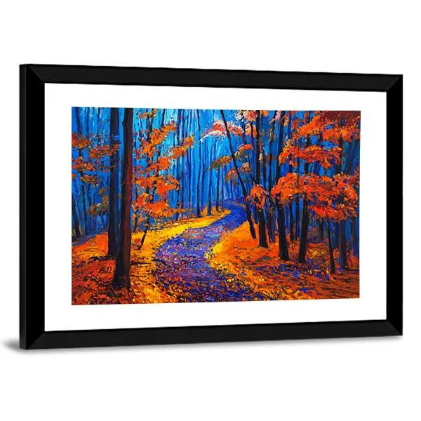 Beautiful Autumn Forest Pathway Canvas Wall Art