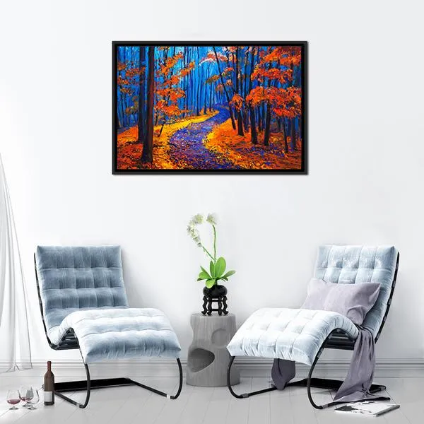 Beautiful Autumn Forest Pathway Canvas Wall Art