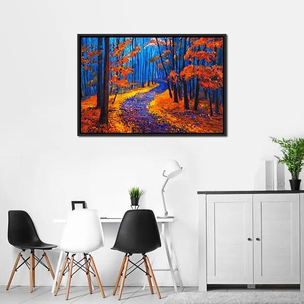 Beautiful Autumn Forest Pathway Canvas Wall Art
