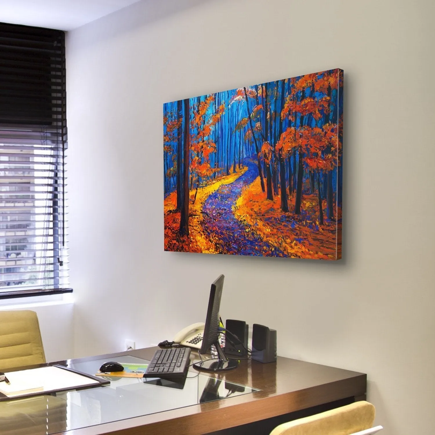 Beautiful Autumn Forest Pathway Canvas Wall Art