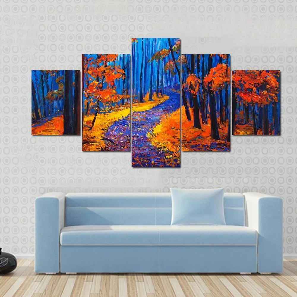 Beautiful Autumn Forest Pathway Canvas Wall Art