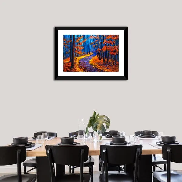 Beautiful Autumn Forest Pathway Canvas Wall Art