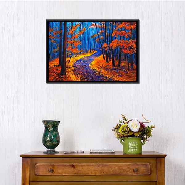 Beautiful Autumn Forest Pathway Canvas Wall Art
