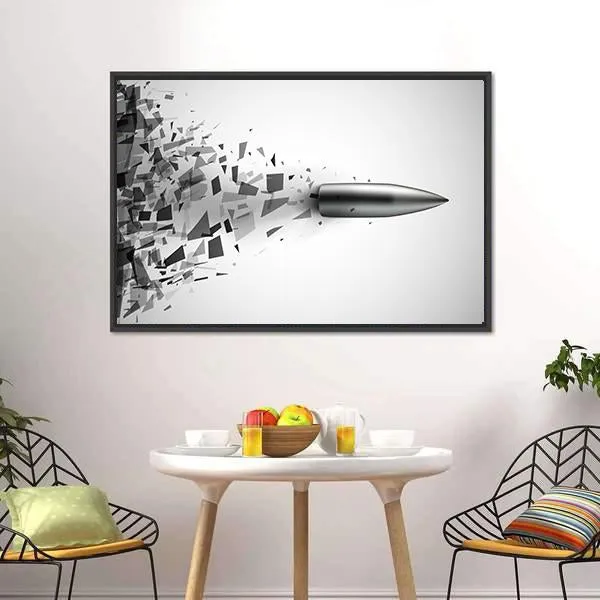 Bullet Shot Smashed The Glass In The Splinters Canvas Wall Art
