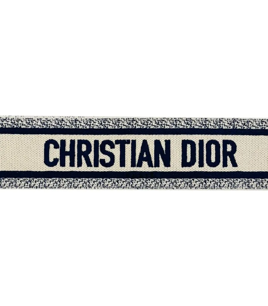 Christian Dior Logo Canvas & Leather Embroidered Belt