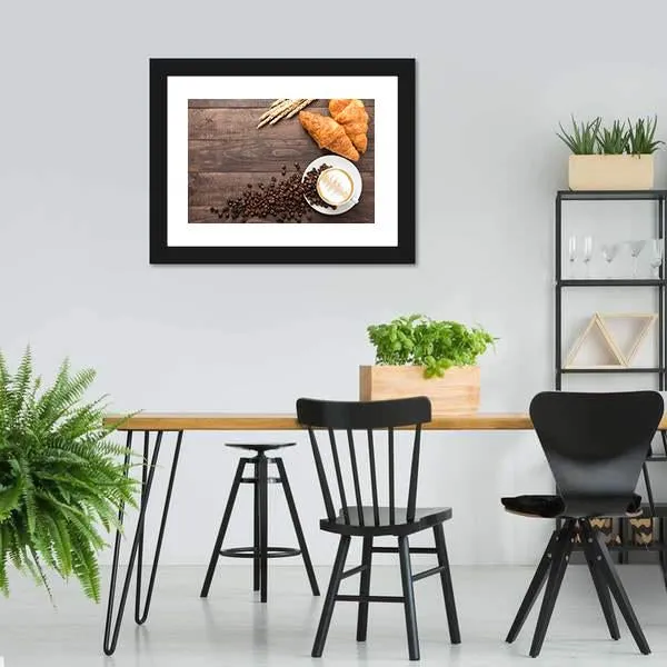 Coffee Cup & Croissants Canvas Wall Art
