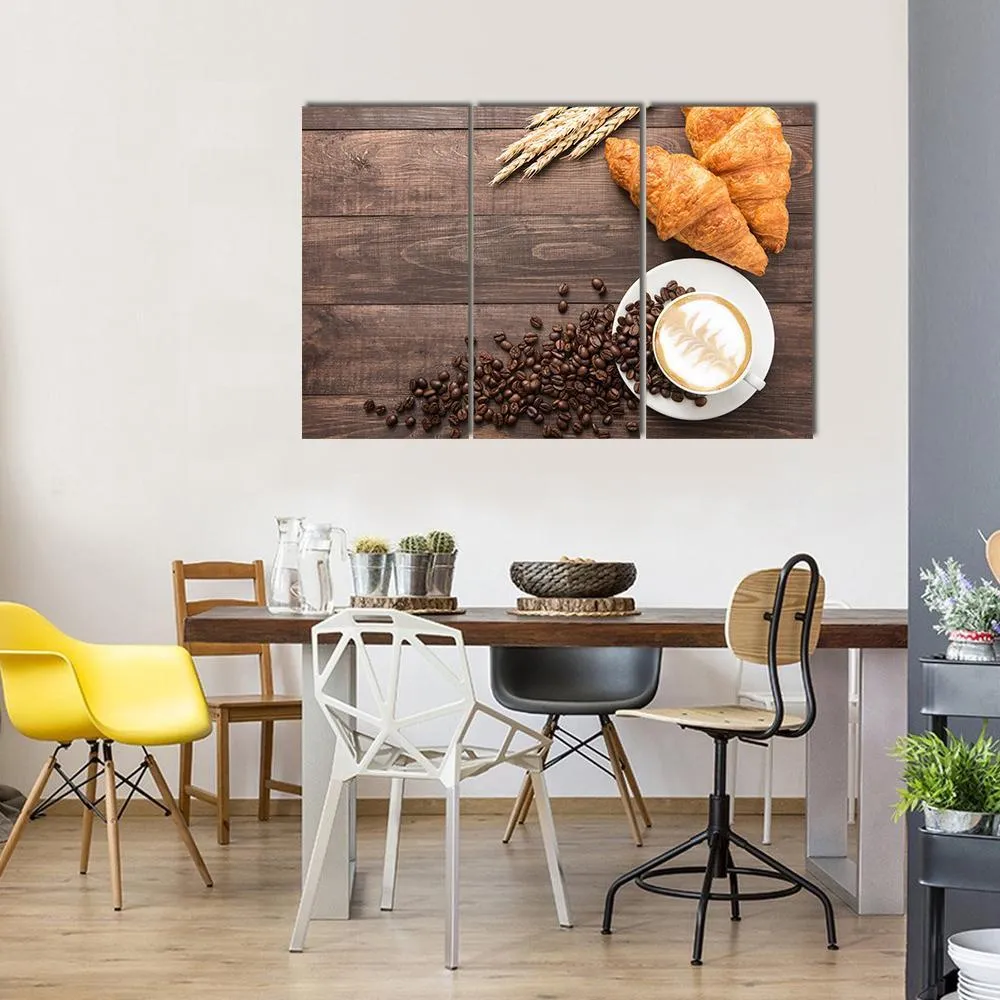 Coffee Cup & Croissants Canvas Wall Art