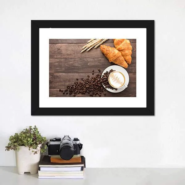 Coffee Cup & Croissants Canvas Wall Art