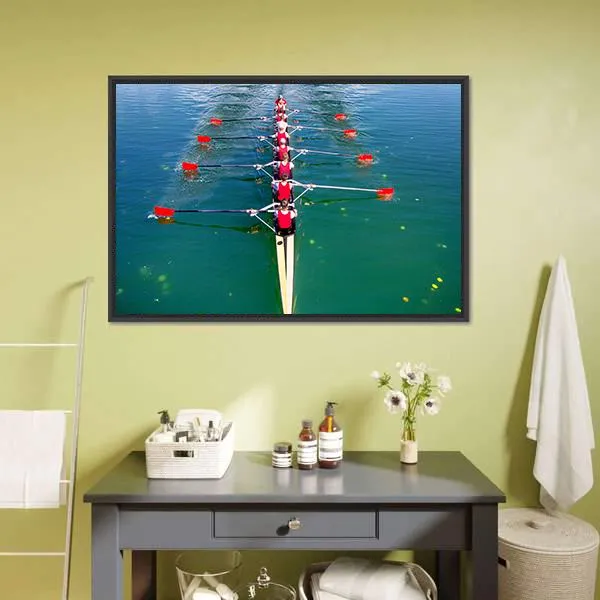 Eight Rowers In Action Canvas Wall Art