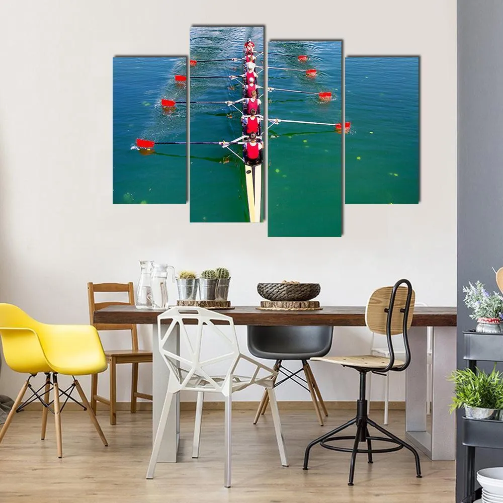 Eight Rowers In Action Canvas Wall Art