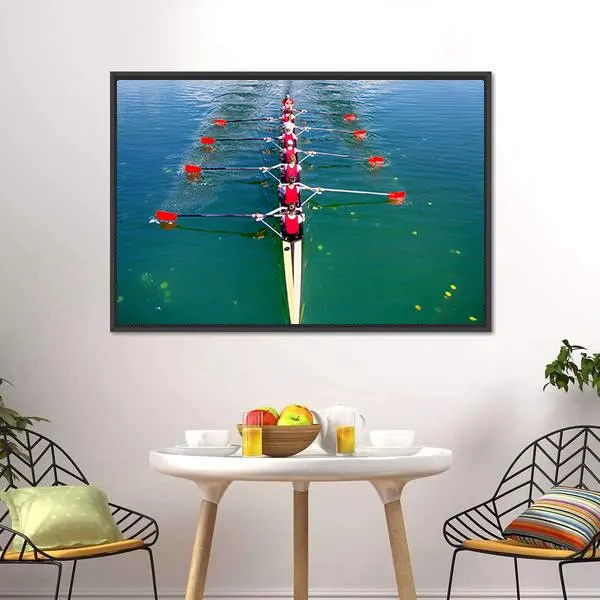 Eight Rowers In Action Canvas Wall Art