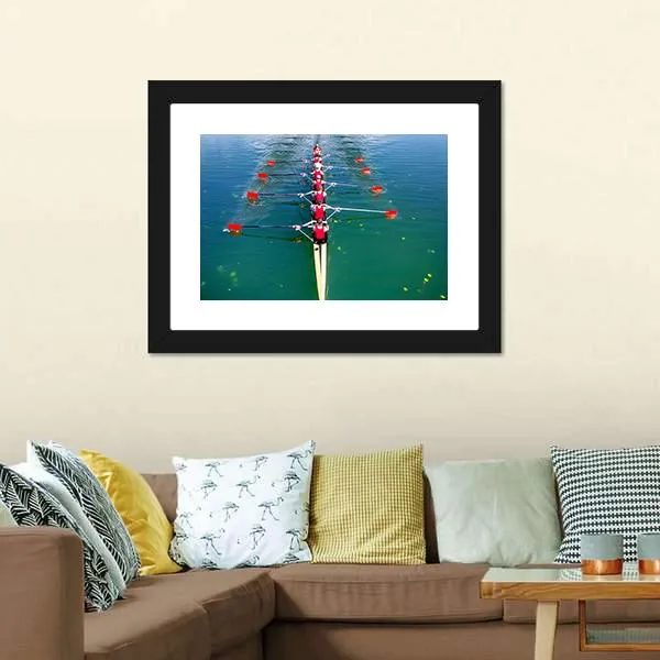 Eight Rowers In Action Canvas Wall Art