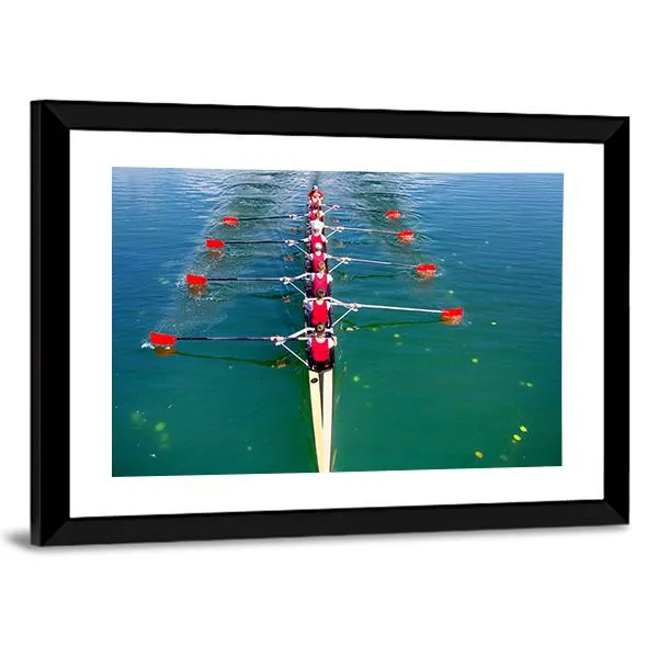 Eight Rowers In Action Canvas Wall Art