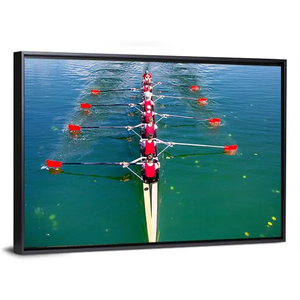 Eight Rowers In Action Canvas Wall Art