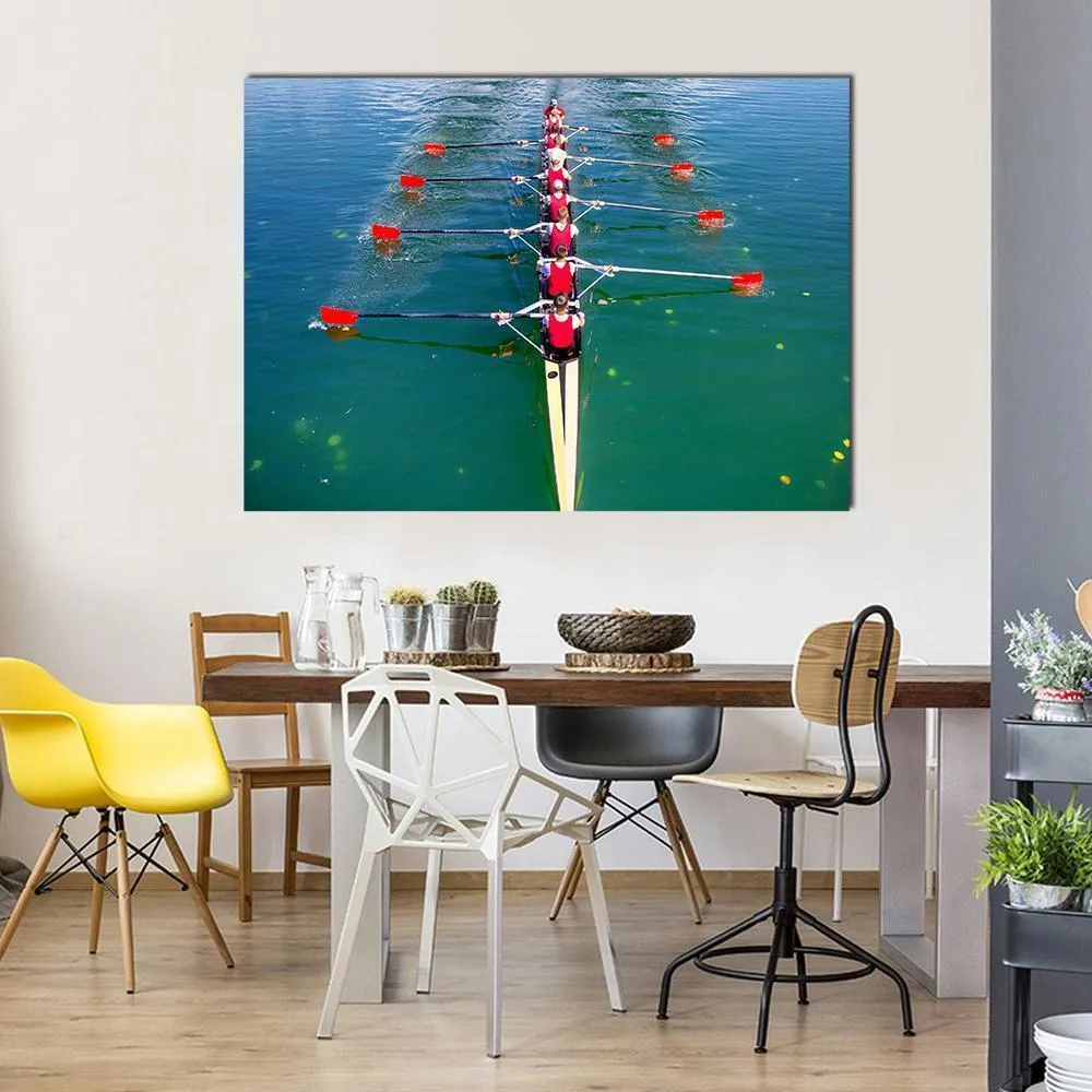 Eight Rowers In Action Canvas Wall Art