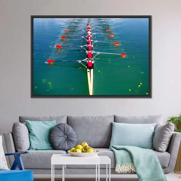 Eight Rowers In Action Canvas Wall Art