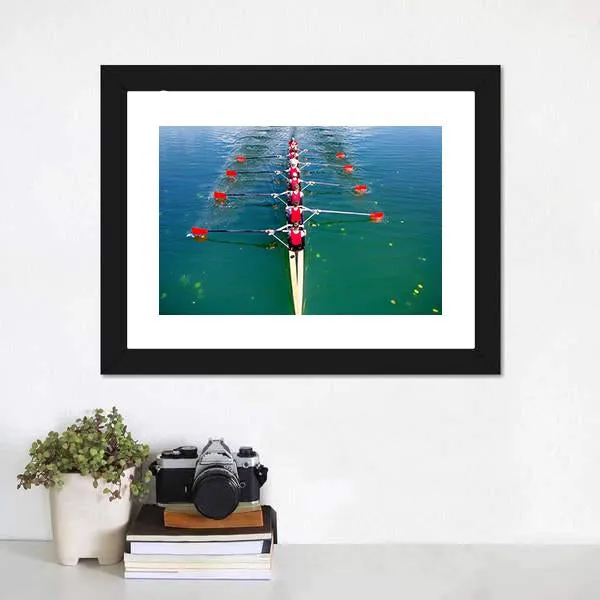 Eight Rowers In Action Canvas Wall Art