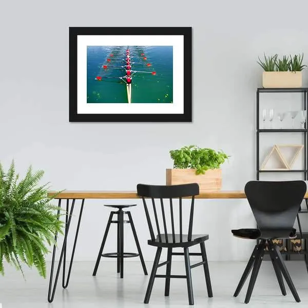 Eight Rowers In Action Canvas Wall Art