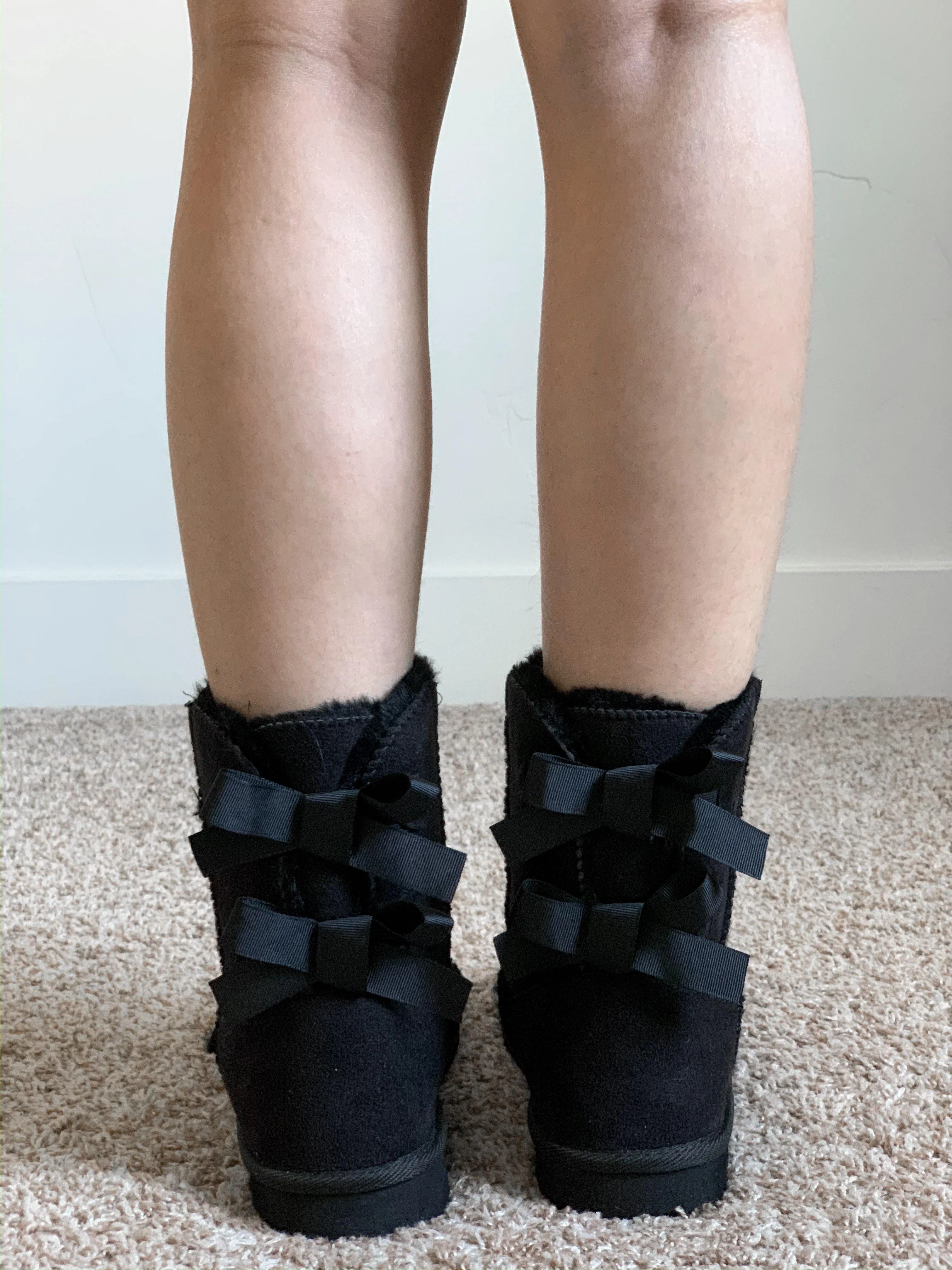 FINAL SALE - Black Bow Faux Fur Boots