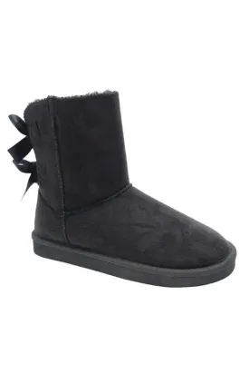 FINAL SALE - Black Bow Faux Fur Boots