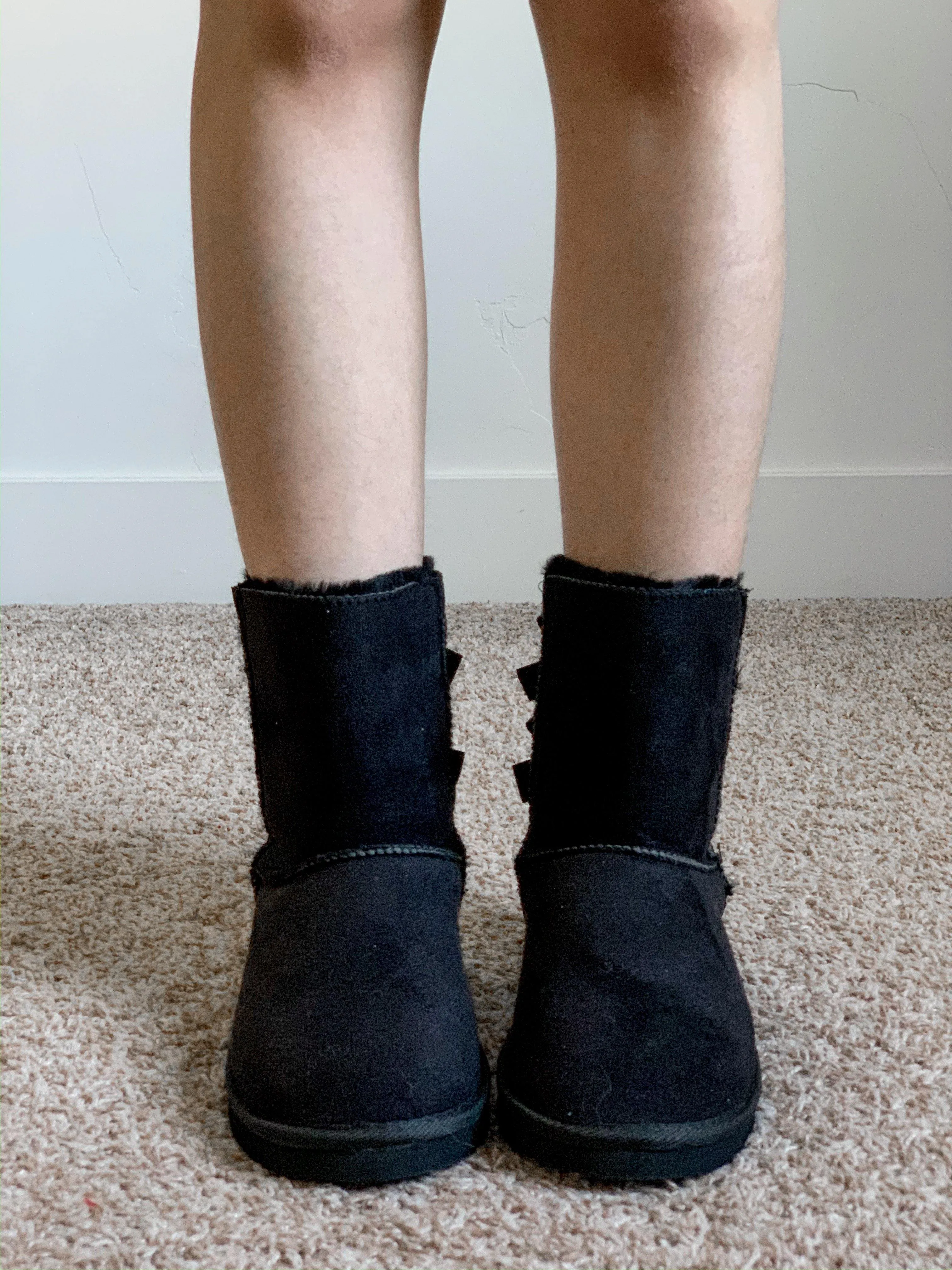 FINAL SALE - Black Bow Faux Fur Boots
