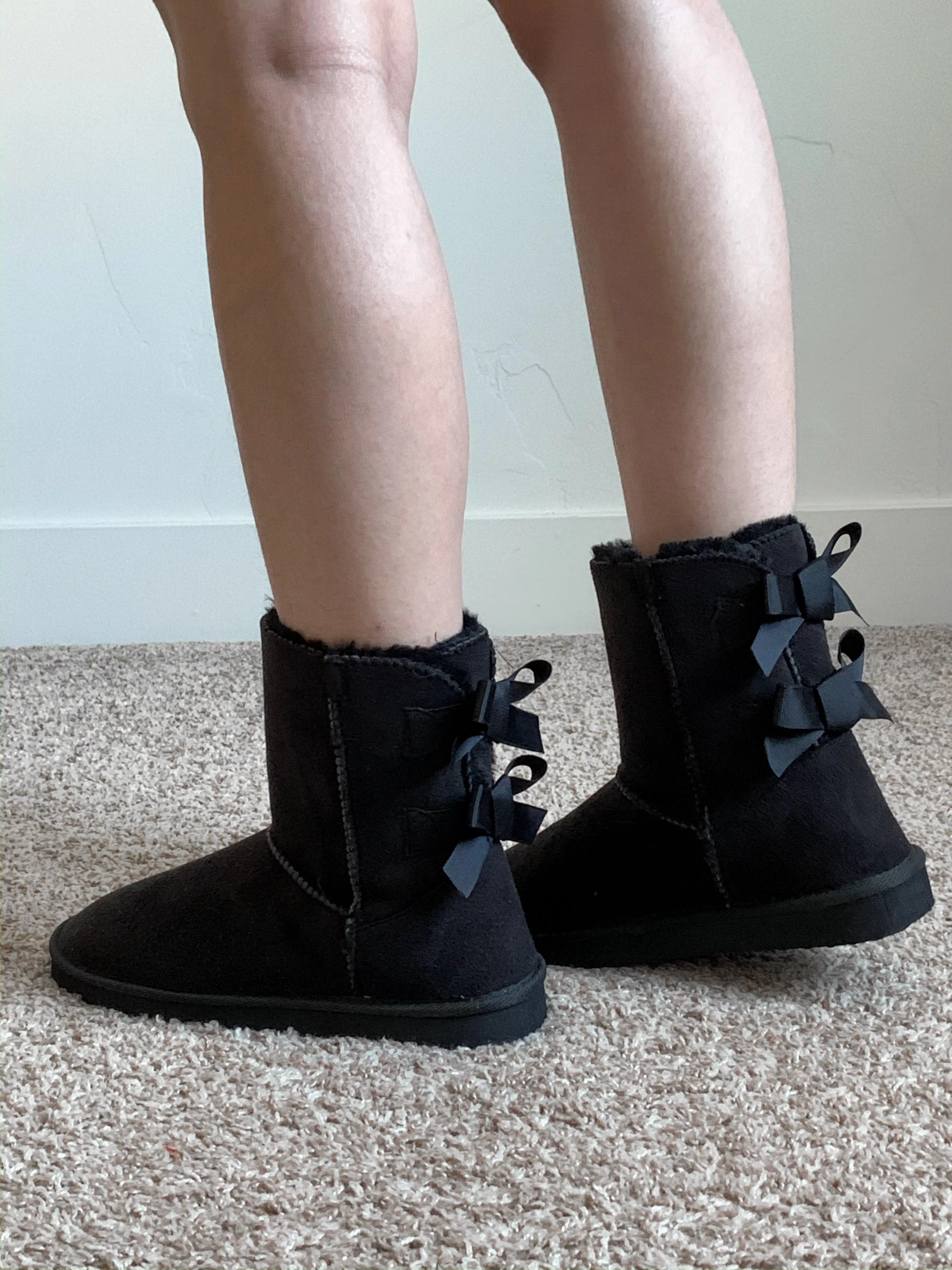 FINAL SALE - Black Bow Faux Fur Boots