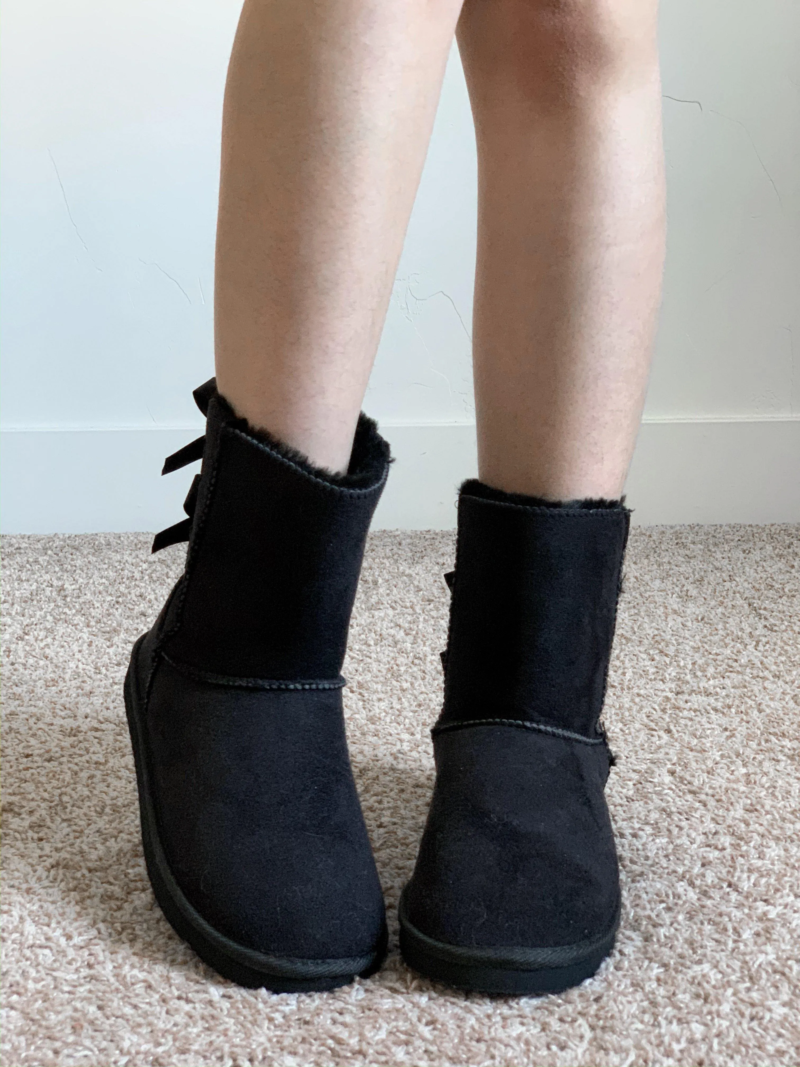 FINAL SALE - Black Bow Faux Fur Boots
