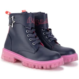 Girls Navy & Pink Ankle Boots