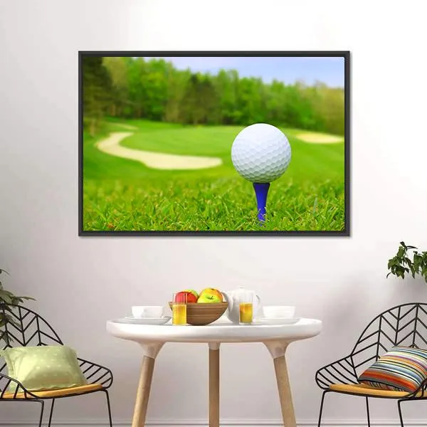 Golf Ball On Course Canvas Wall Art