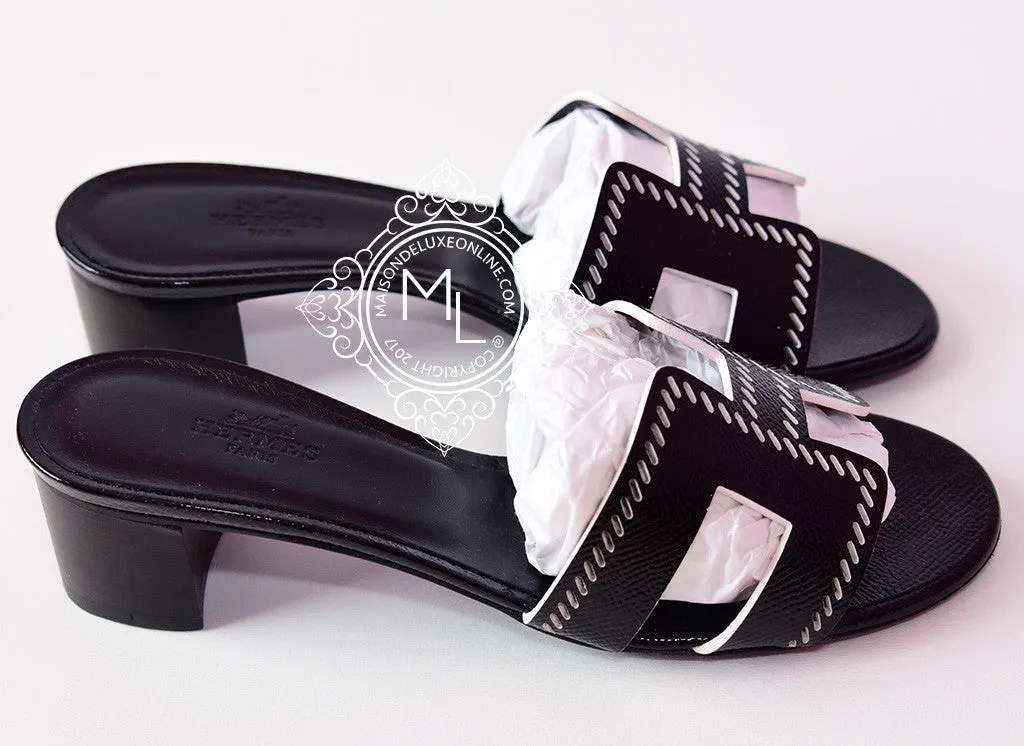 Hermes Womens Black Perforated Oasis Sandal Slipper 36 Shoes