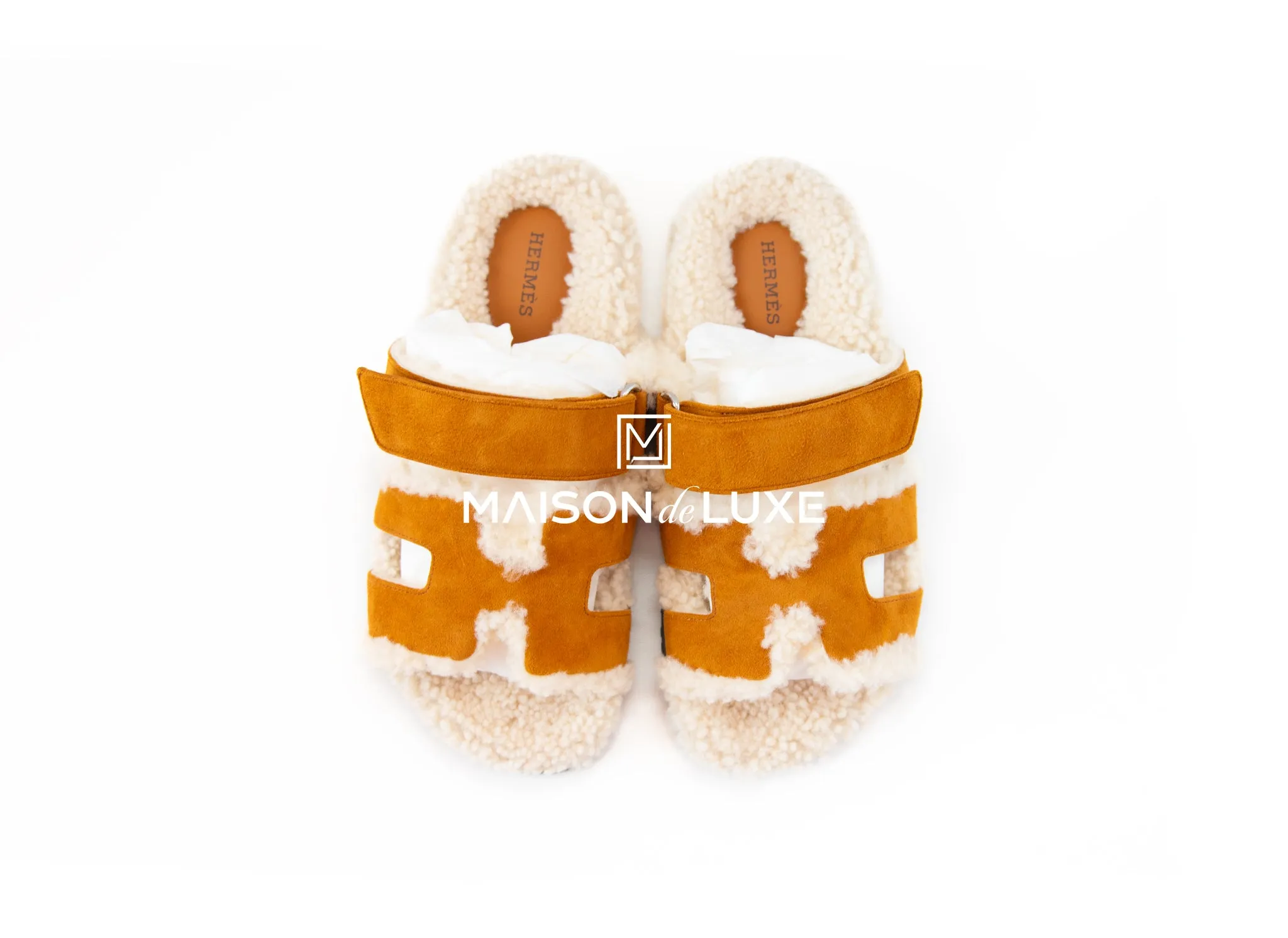Hermes Women's Naturel Shearling Chypre Sandal 36