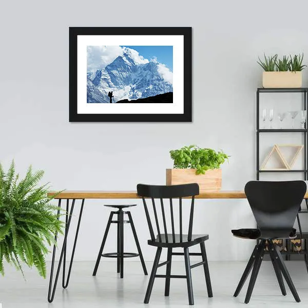 Hiker In Everest Region Canvas Wall Art