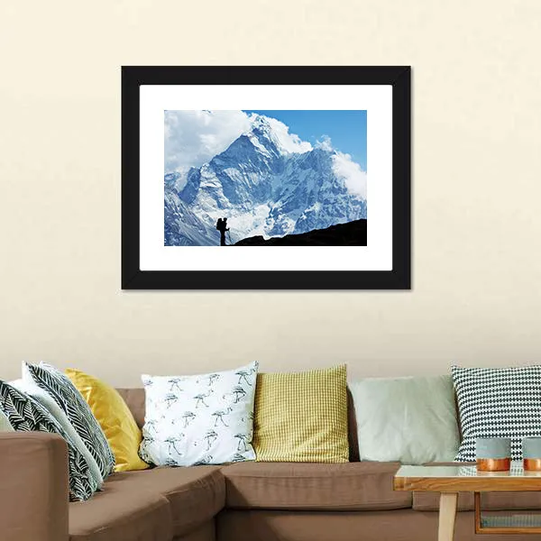 Hiker In Everest Region Canvas Wall Art