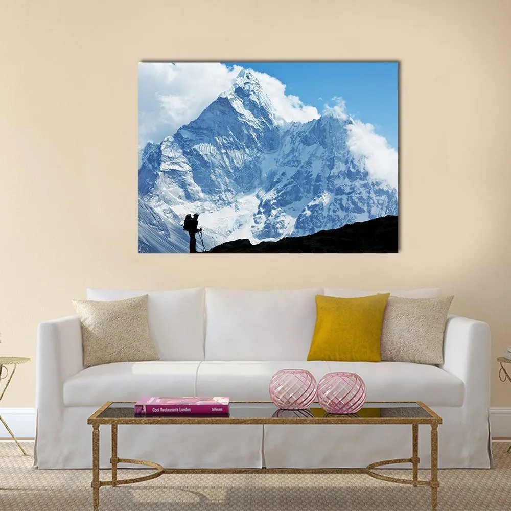 Hiker In Everest Region Canvas Wall Art