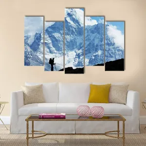 Hiker In Everest Region Canvas Wall Art