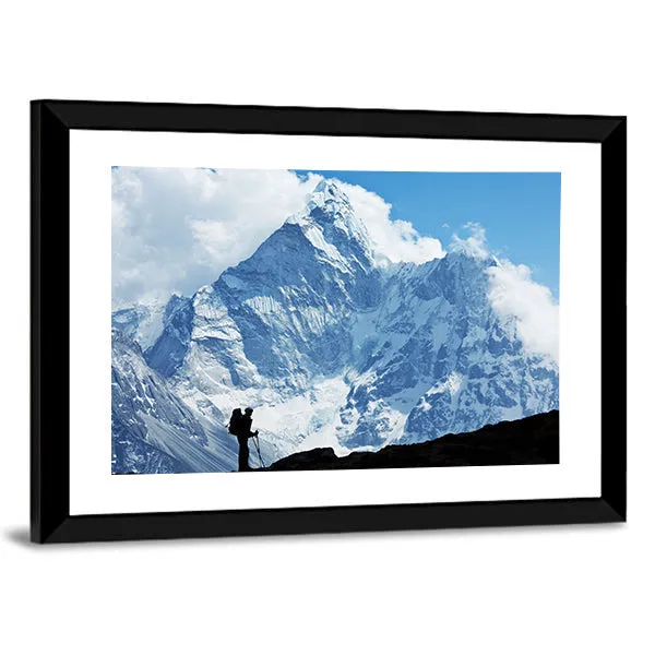 Hiker In Everest Region Canvas Wall Art
