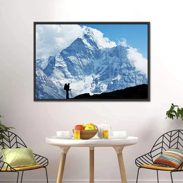 Hiker In Everest Region Canvas Wall Art