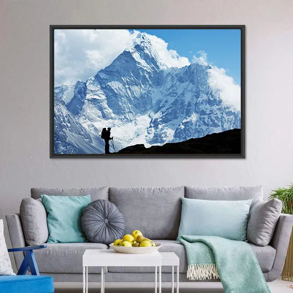 Hiker In Everest Region Canvas Wall Art