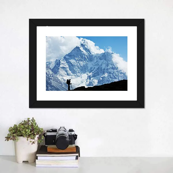 Hiker In Everest Region Canvas Wall Art