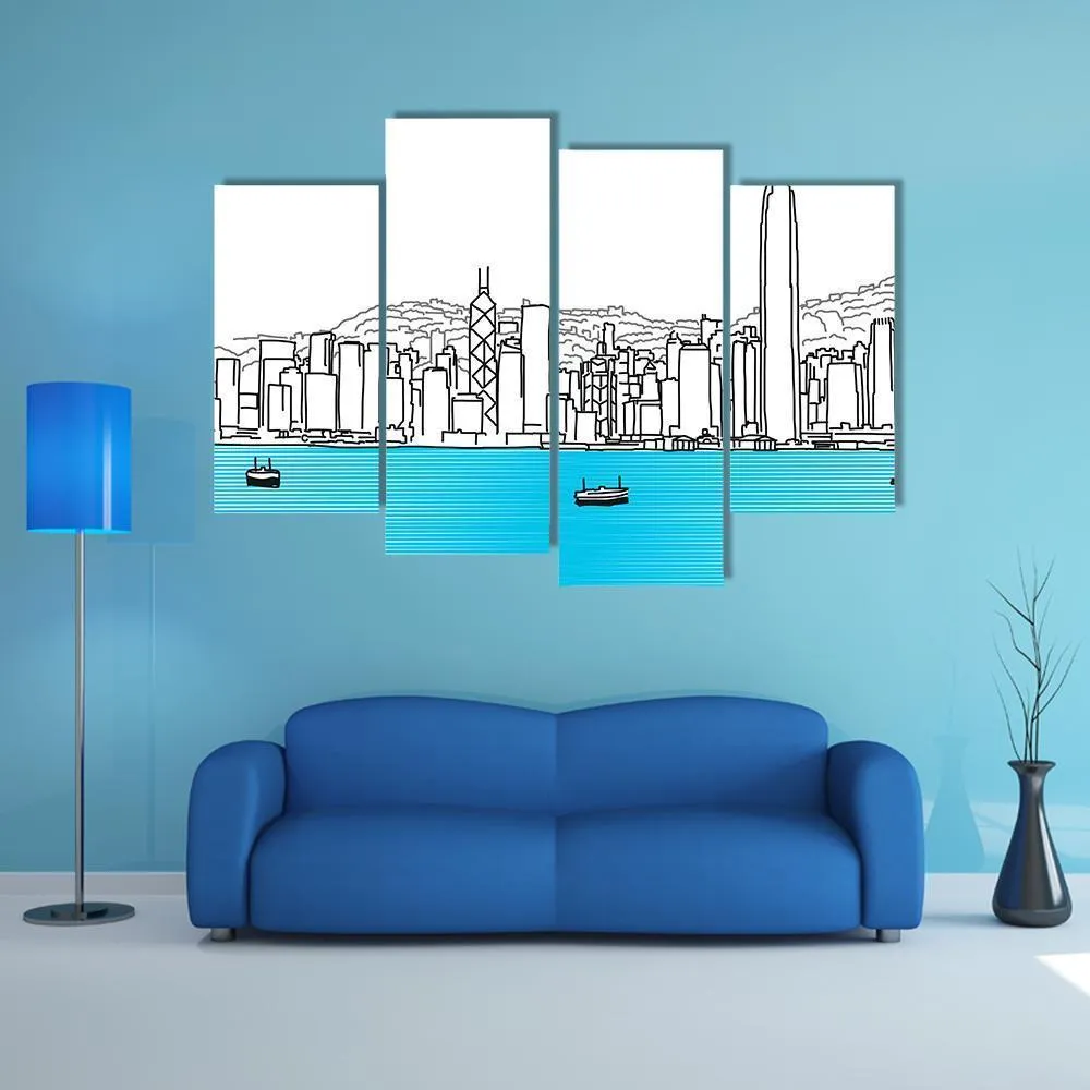 Hon Kong Skyline Canvas Wall Art