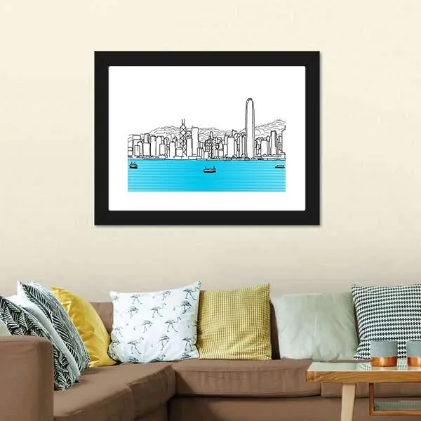 Hon Kong Skyline Canvas Wall Art