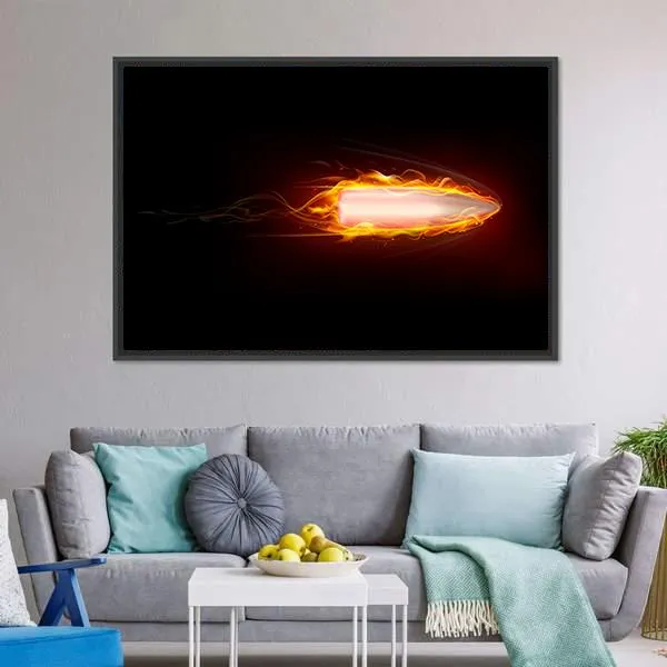 Illustration Of Fiery Bullet Canvas Wall Art