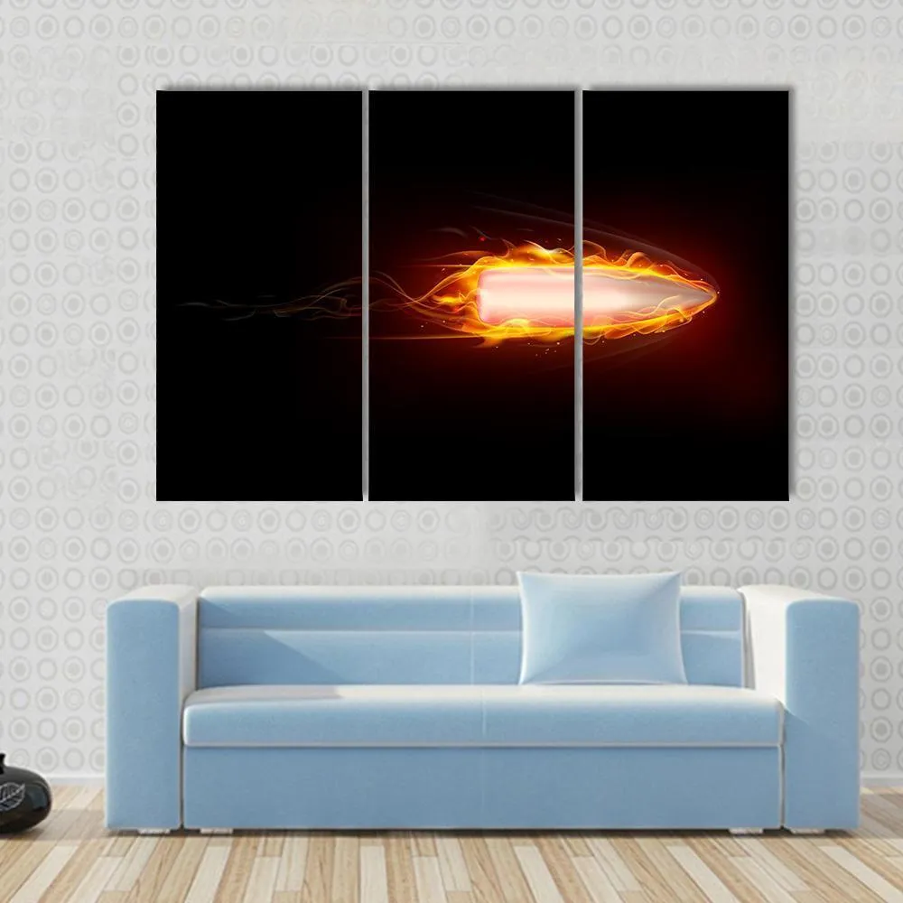 Illustration Of Fiery Bullet Canvas Wall Art