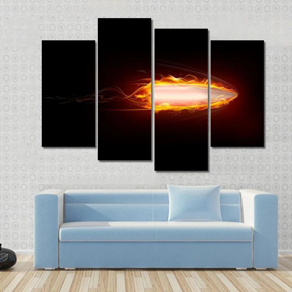Illustration Of Fiery Bullet Canvas Wall Art