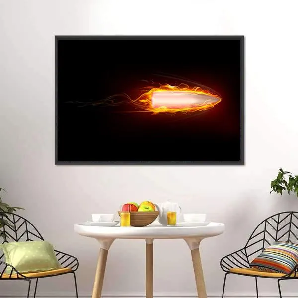 Illustration Of Fiery Bullet Canvas Wall Art