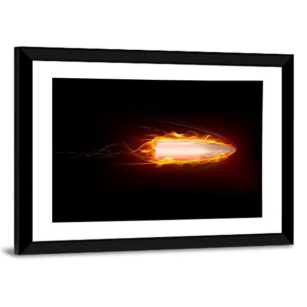 Illustration Of Fiery Bullet Canvas Wall Art