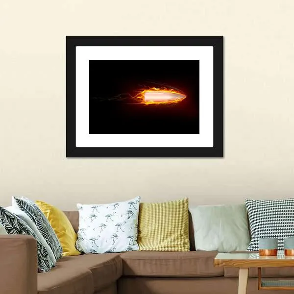 Illustration Of Fiery Bullet Canvas Wall Art