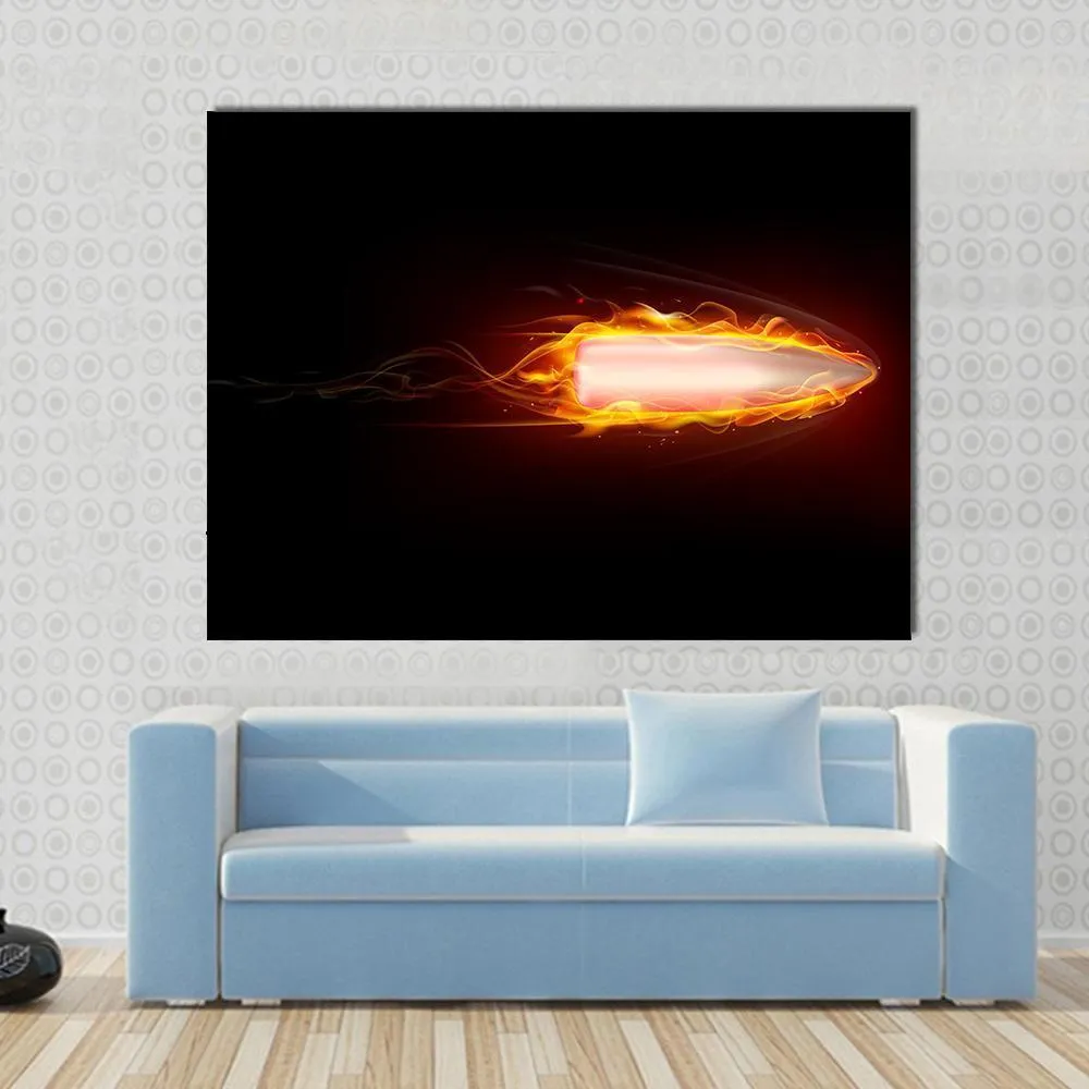 Illustration Of Fiery Bullet Canvas Wall Art