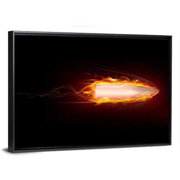 Illustration Of Fiery Bullet Canvas Wall Art